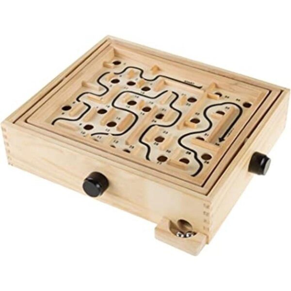 Juego de laberinto de madera de laberinto con dos canicas_1