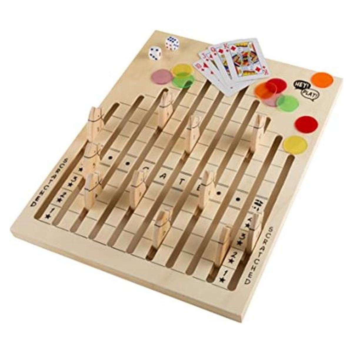 Hey Play Juego de carreras de caballos de madera con