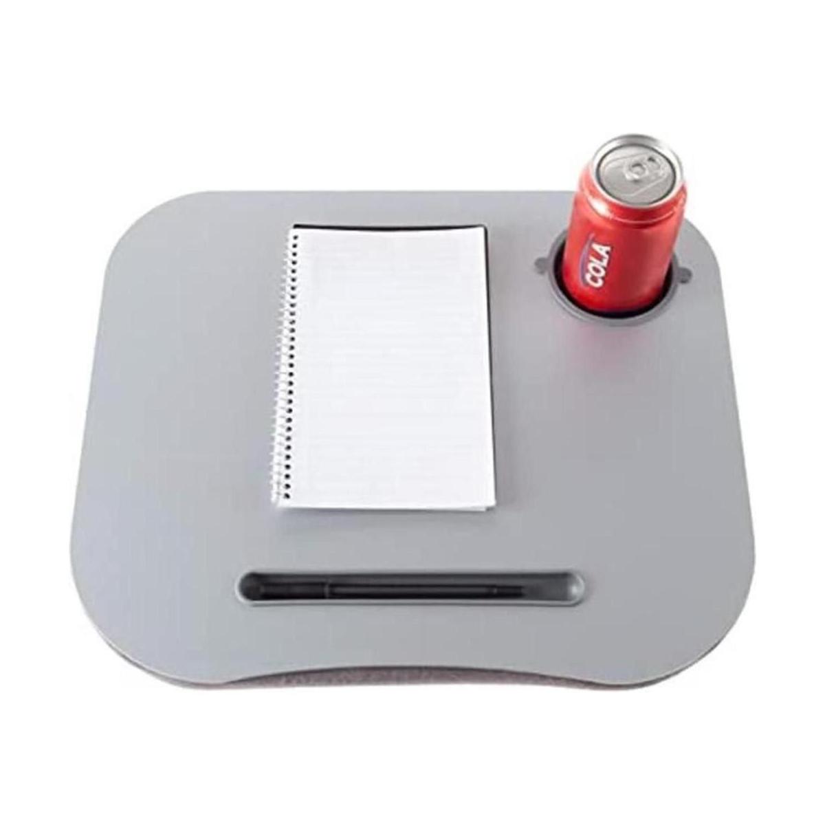 Laptop Buddy Escritorio de cojín gris con bolígrafo y