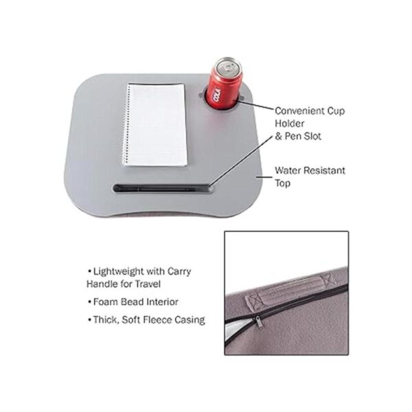 Laptop Buddy Escritorio de cojín gris con bolígrafo y_3