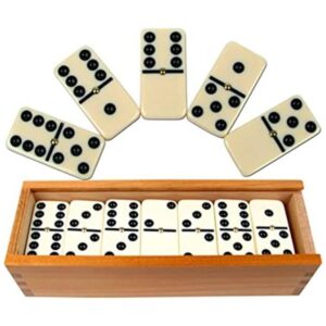 Set de lujo de 55 dominós doble con caja de madera color_1