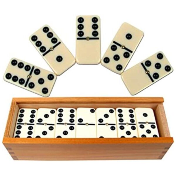 Set de lujo de 55 dominós doble con caja de madera color_1