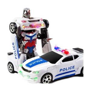 Toysery Coche de policía robot transformador con luz_1