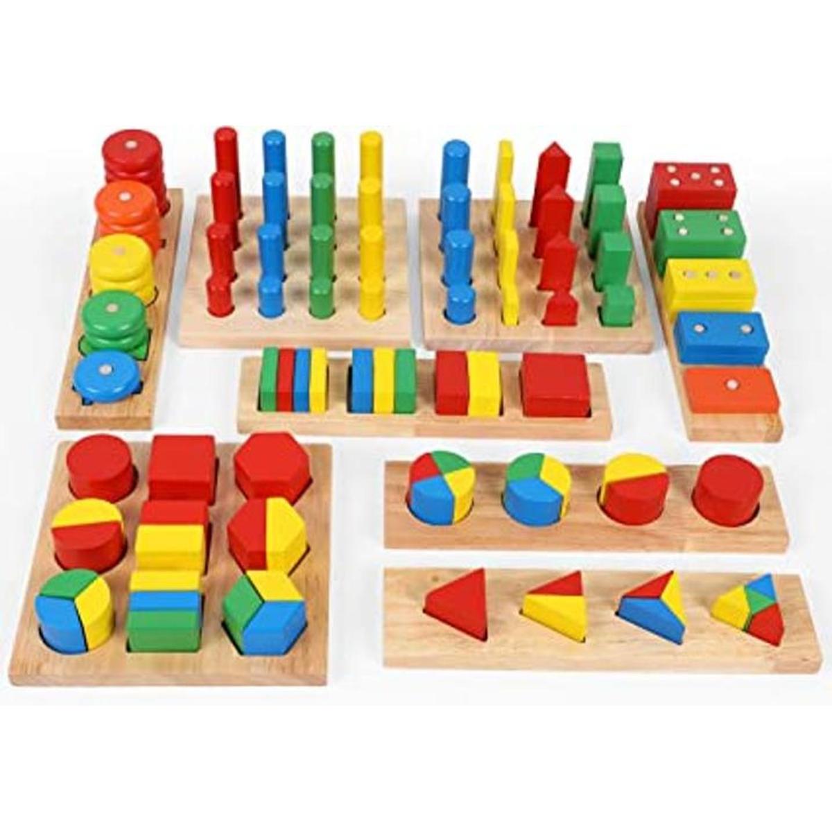 TOWO Juego de rompecabezas 8 en 1 con formas geométricas