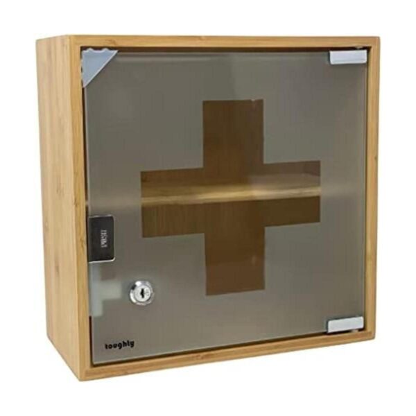 Toughty Gabinete médico con cerradura de bambú para