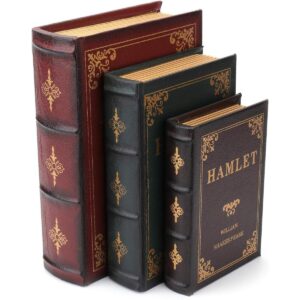 Tosnail Paquete de 3 cajas de libros decorativas de madera_1