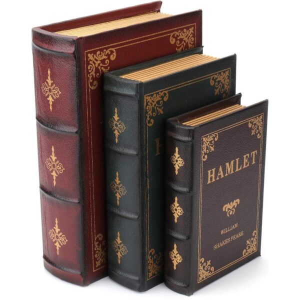 Tosnail Paquete de 3 cajas de libros decorativas de madera_1