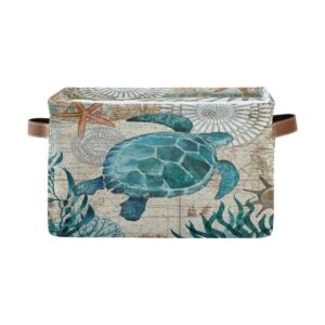 Cesta de almacenamiento de mapas retro de tortuga marina