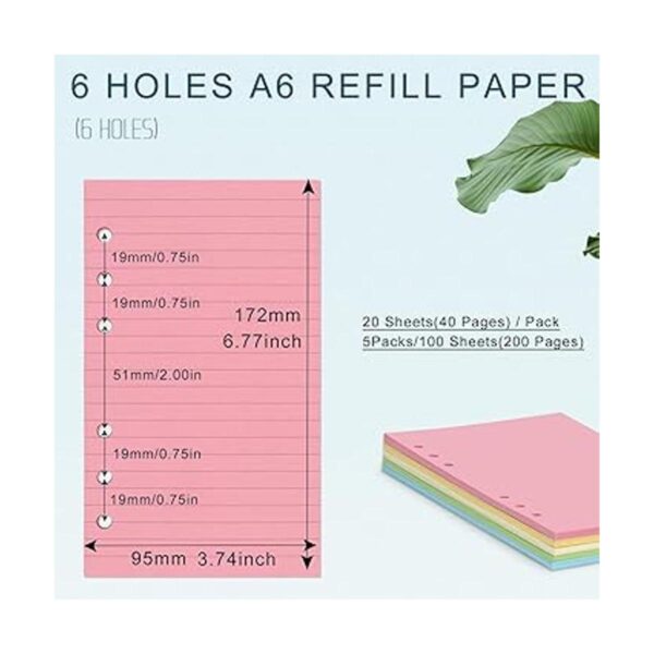 Papel de repuesto colorido A6 5 colores Toplive papel_2