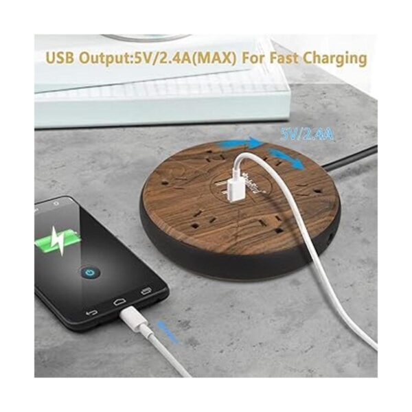 Tira de alimentación de 6 salidas de CA con 3 puertos USB_4