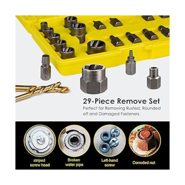 Topec 29Pcs Bolt Extractor Set and Drill Bit Kit