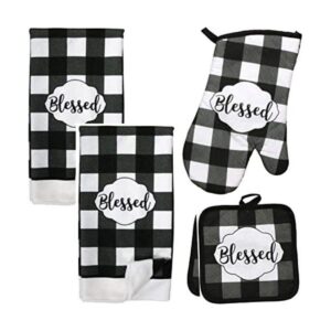 Buffalo Check Decor Juego de toallas de cocina 5 piezas_1