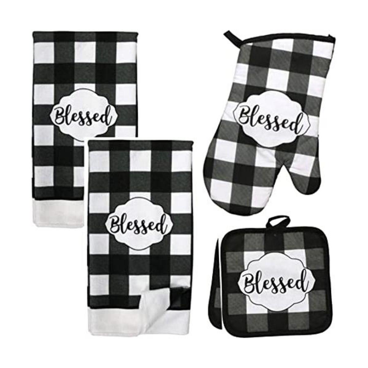Buffalo Check Decor Juego de toallas de cocina 5 piezas