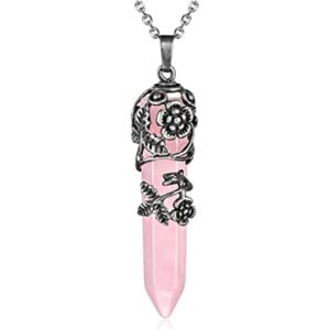 Top Plaza Collar de cristal curativo de cuarzo rosa_1