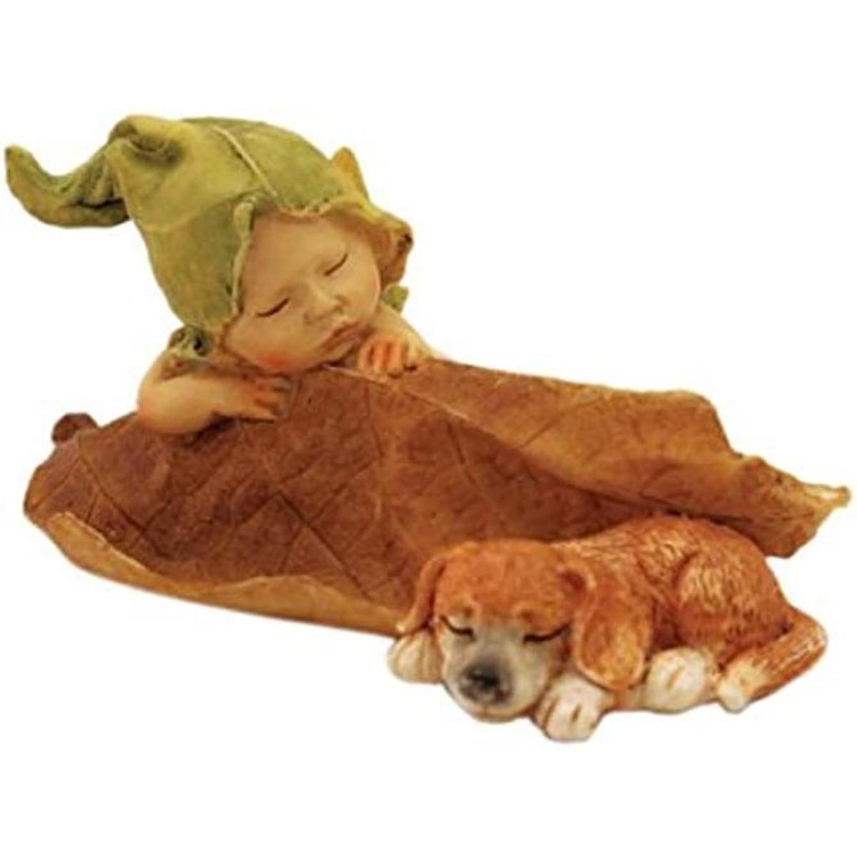 Top Collection Figura de hadas para jardín con cachorro