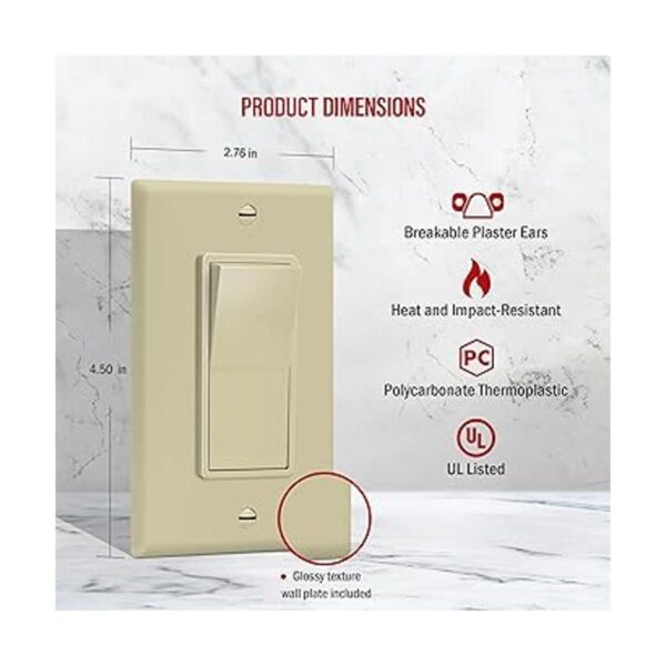 Enerlites placa decorativa e interruptor de pared de 15 A