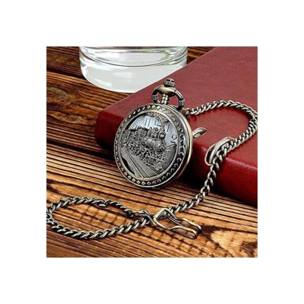 Reloj de bolsillo de regalo de cuarzo con cadena de tren_2
