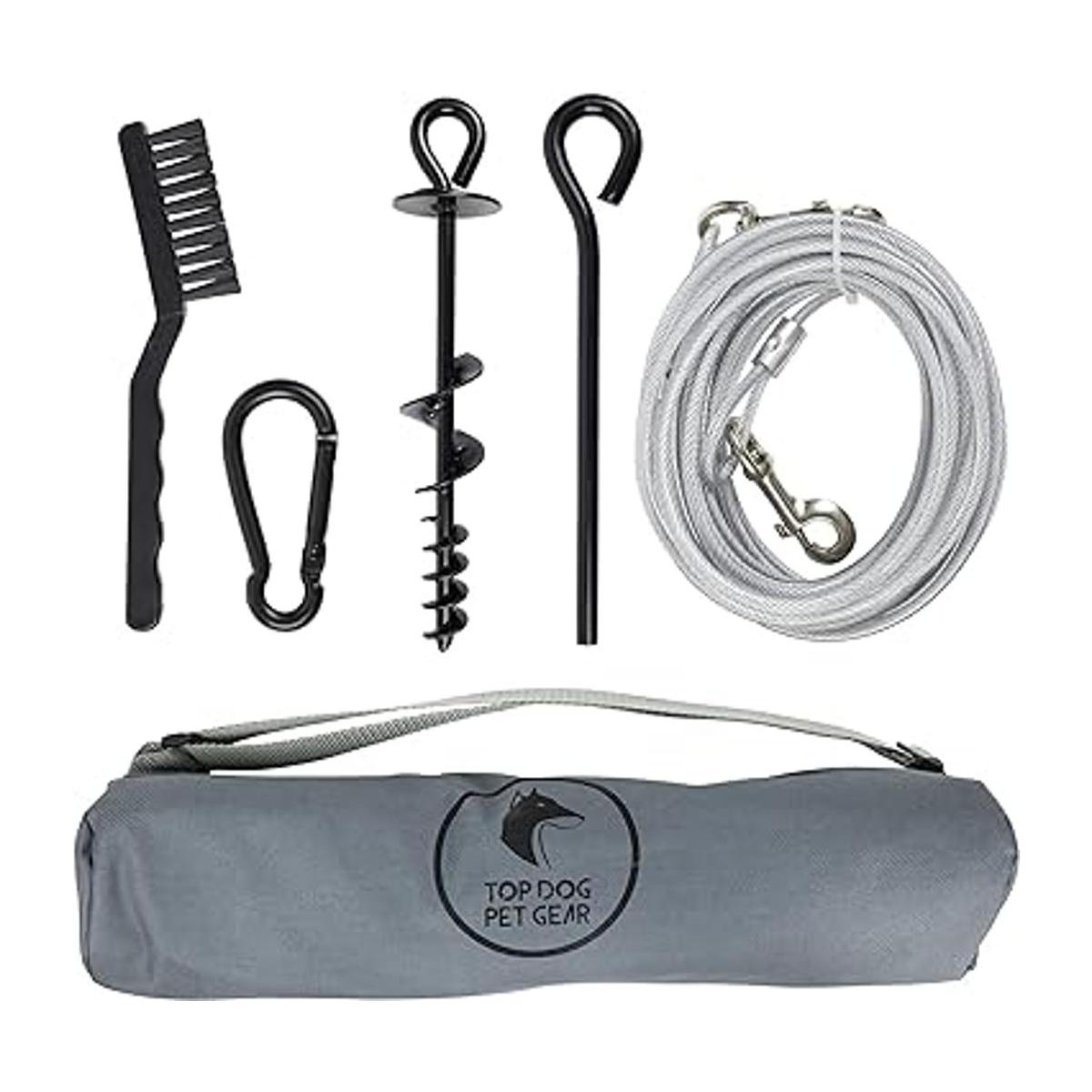 Juego de estacas resistentes para perros con cepillo de