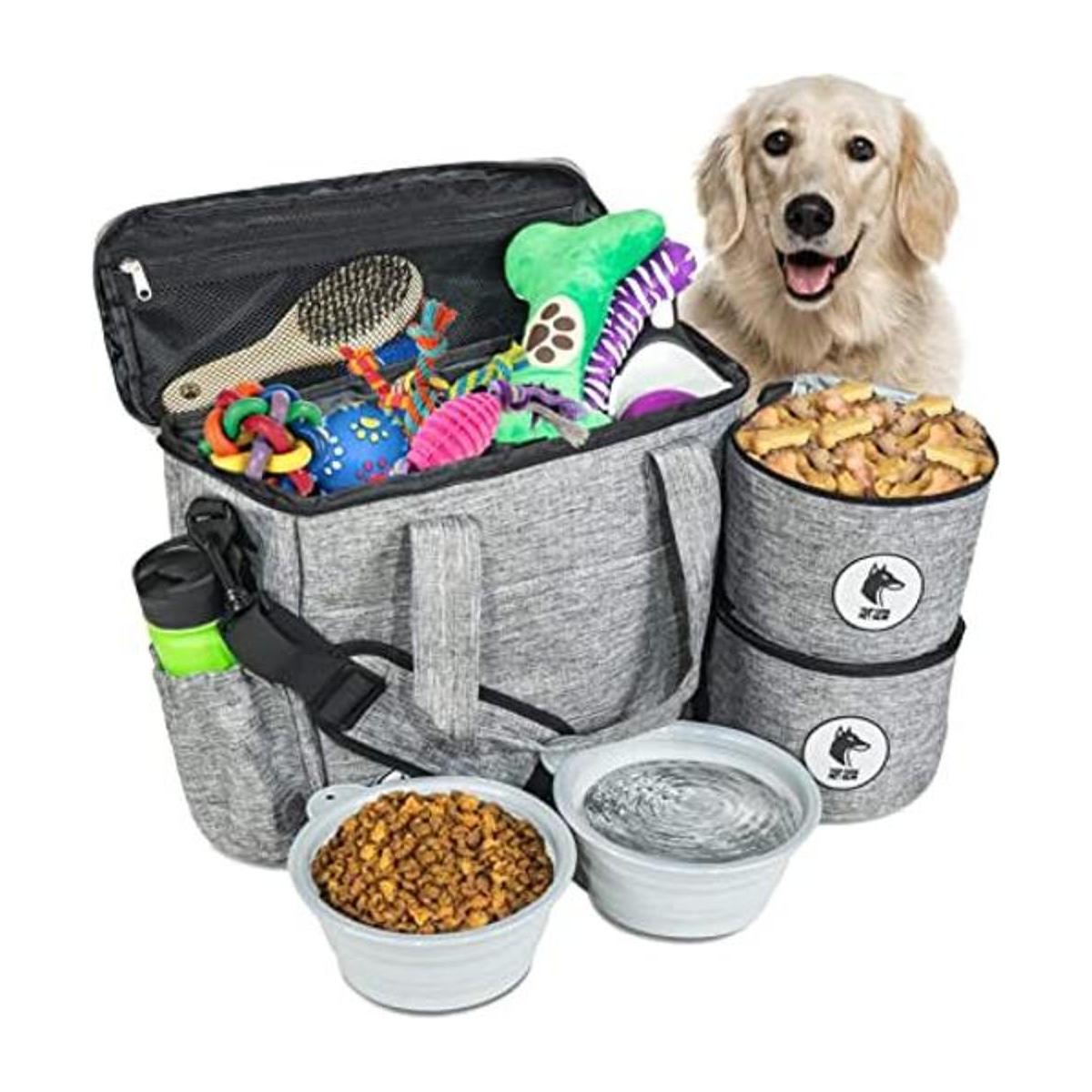 Top Dog Pet Gear Bolsa de viaje gris para suministros