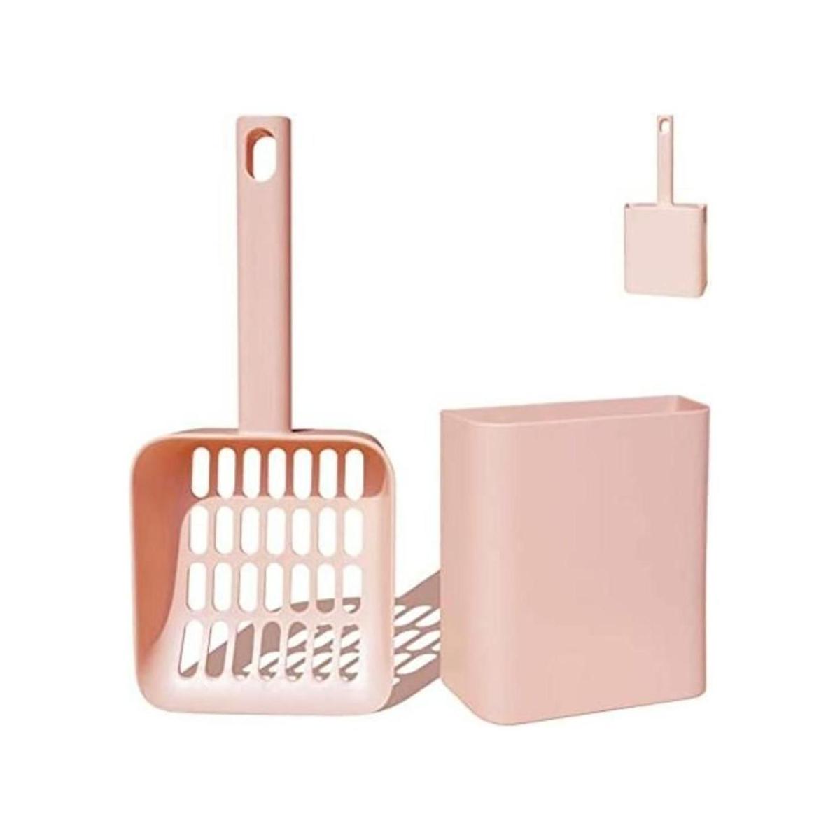 Cuchara de arena para gatos con soporte para carrito