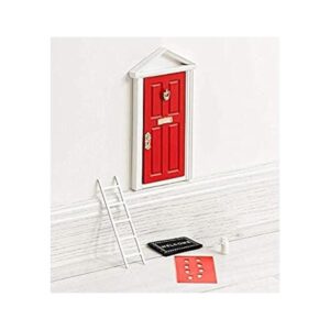 La puerta de hadas de madera pequeña en miniatura roja_1
