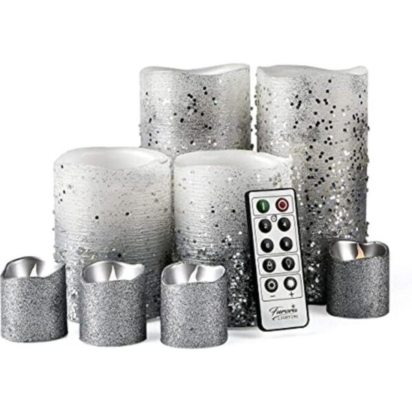 Furora LIGHTING Velas sin llama plateadas con control_1