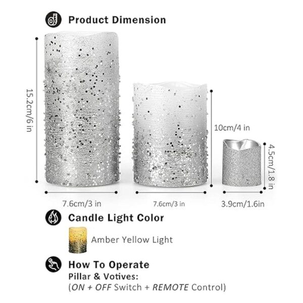 Furora LIGHTING Velas sin llama plateadas con control_4