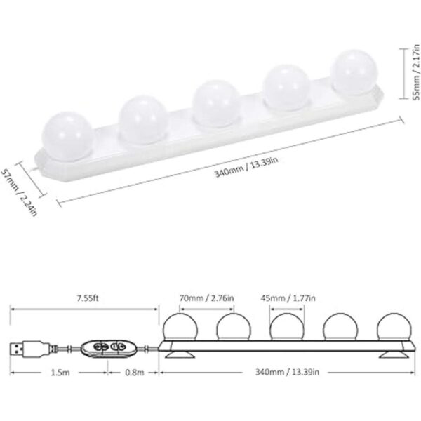 Luces LED de tocador para espejo 5 bombillas 3 modos de_3