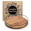 Tocadiscos de madera de acacia Lazy Susan de 12.5