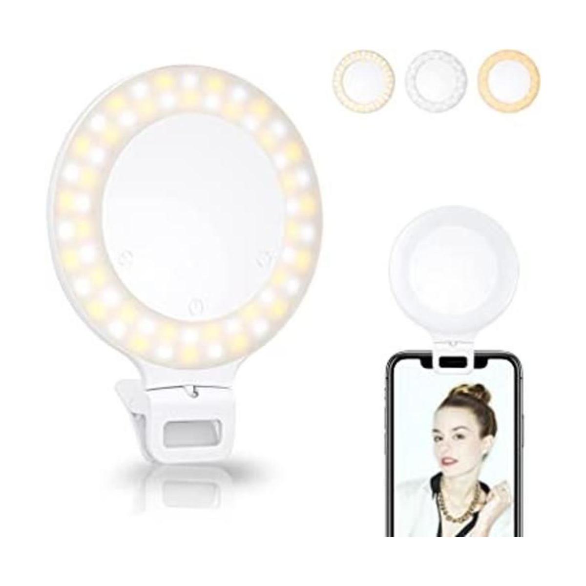 Luz de anillo para selfie control táctil con clip
