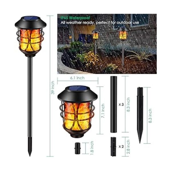 TomCare Luces solares de metal parpadeante llamas solares_3
