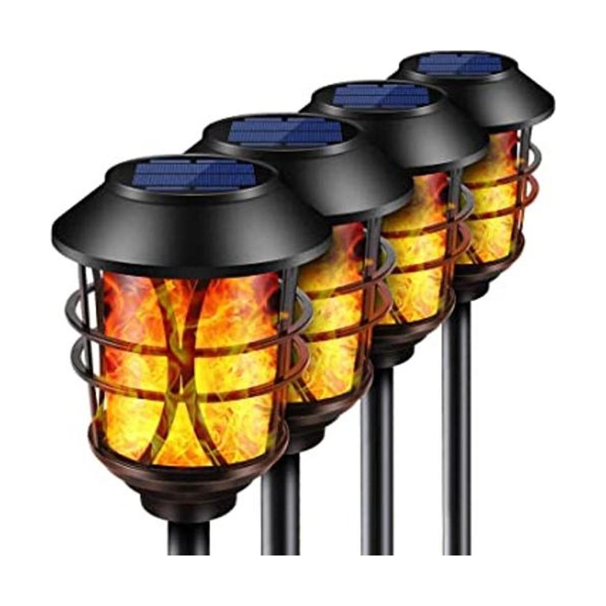 TomCare Luces solares de metal parpadeante llamas solares