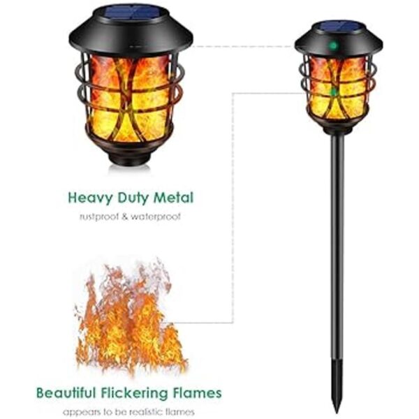 TomCare Luces solares de metal parpadeante llamas solares_2