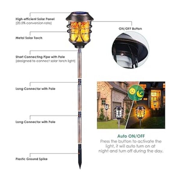 TomCare Luces solares de metal con antorcha solar