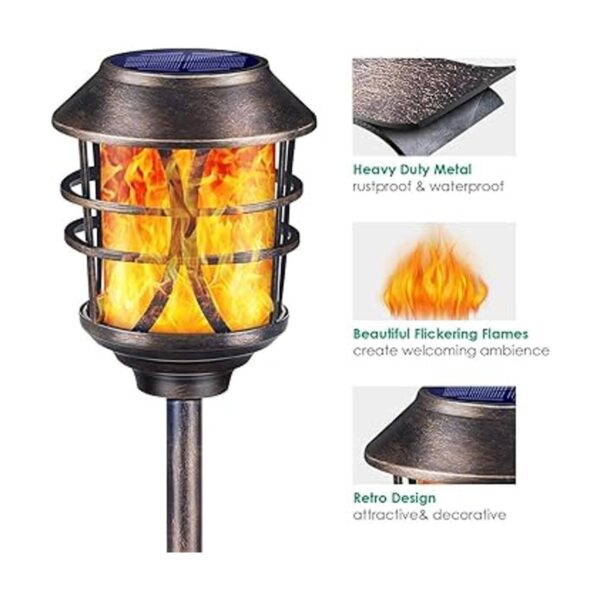 TomCare Luces solares de metal con antorcha solar