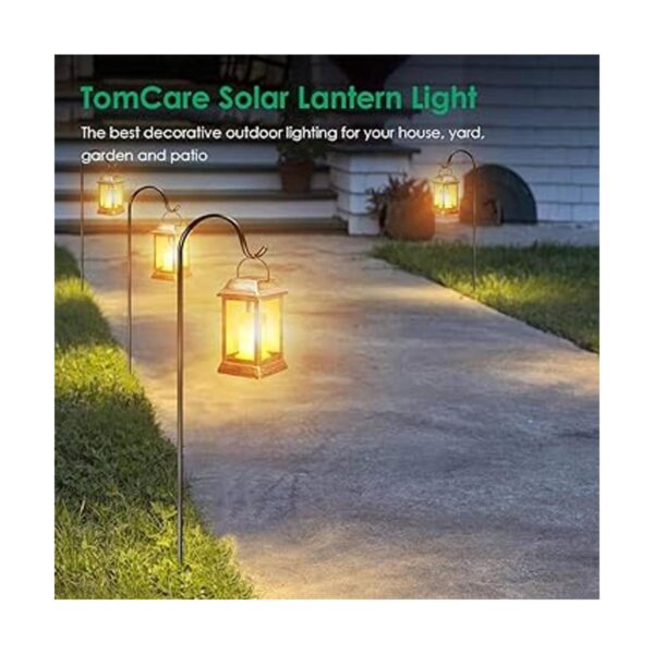 TomCare Paquete de 2 faroles solar de metal con llama_6
