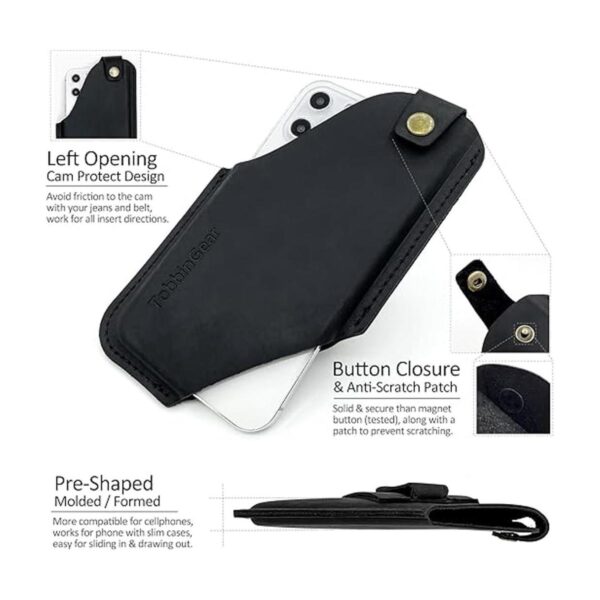 TobbinGear Funda de cuero para teléfono celular con clip_3