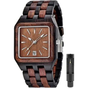 Mens Wooden Watch Analog Quartz Movement Handcraft