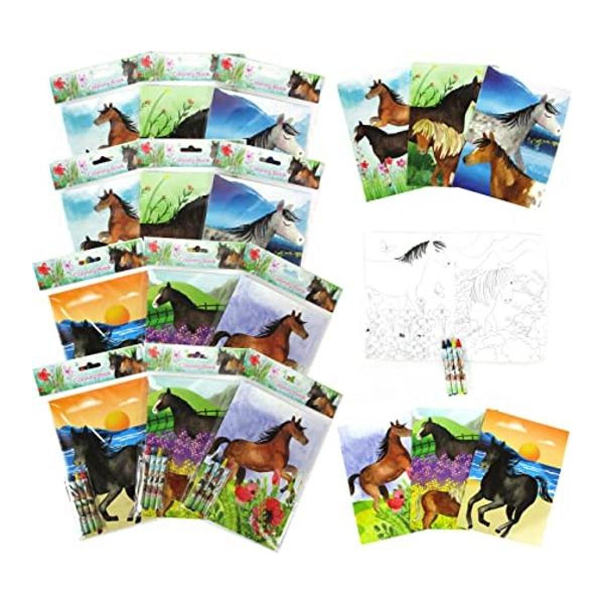 TINYMILLS Juego de libros para colorear de caballos y