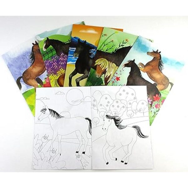 TINYMILLS Juego de libros para colorear de caballos y