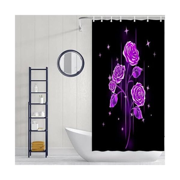 FuShvre Cortina de ducha con diseño de rosas moradas y