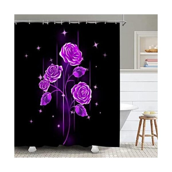 FuShvre Cortina de ducha con diseño de rosas moradas y