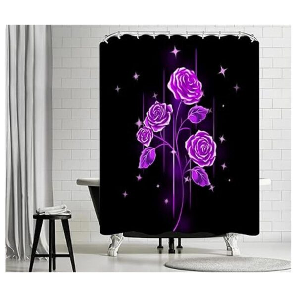 FuShvre Cortina de ducha con diseño de rosas moradas y