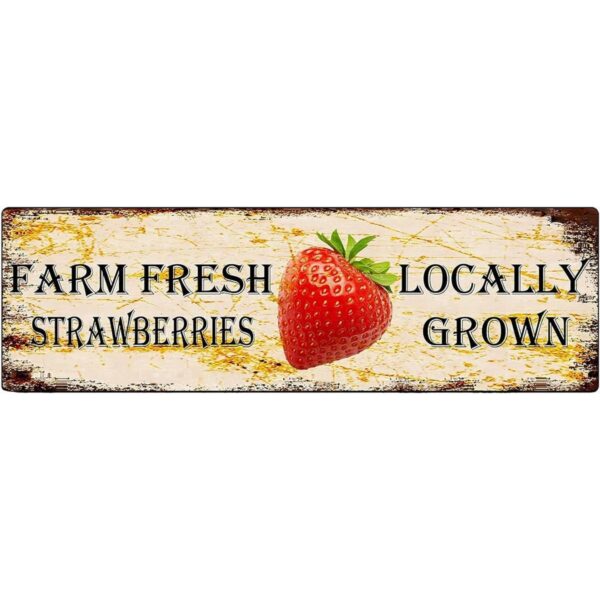Farm Fresh Strawberries Retro Road Street Placa de metal_1
