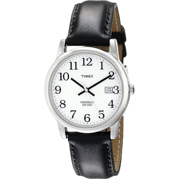 Timex reloj de fácil lectura y fecha con correa de cuero_1