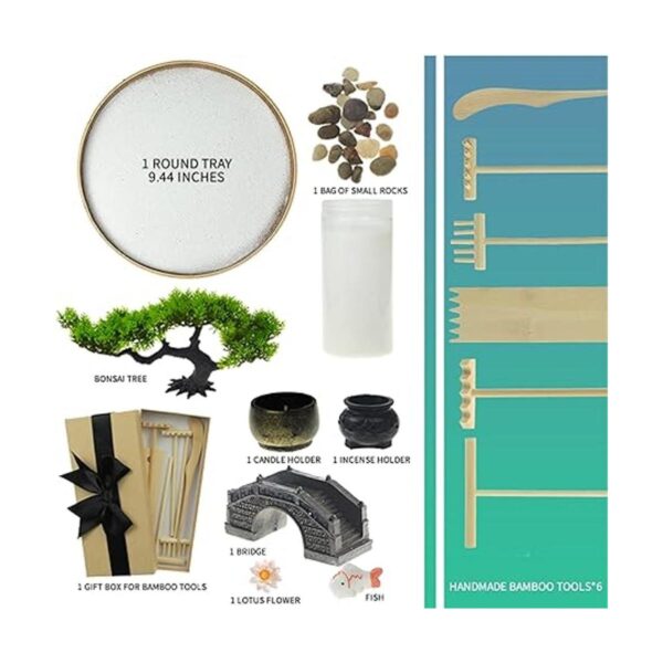 Jardín zen japonés para escritorio kit de arena de jardín_2