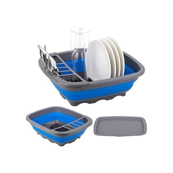 Estante plegable para secar platos con escurridor