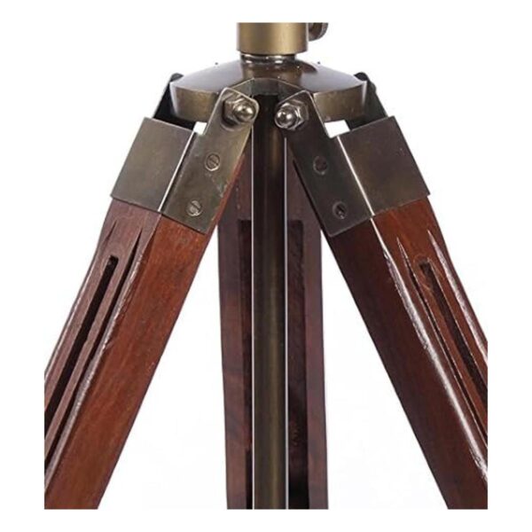 Lámpara de mesa de trípode de madera de teca estilo_4