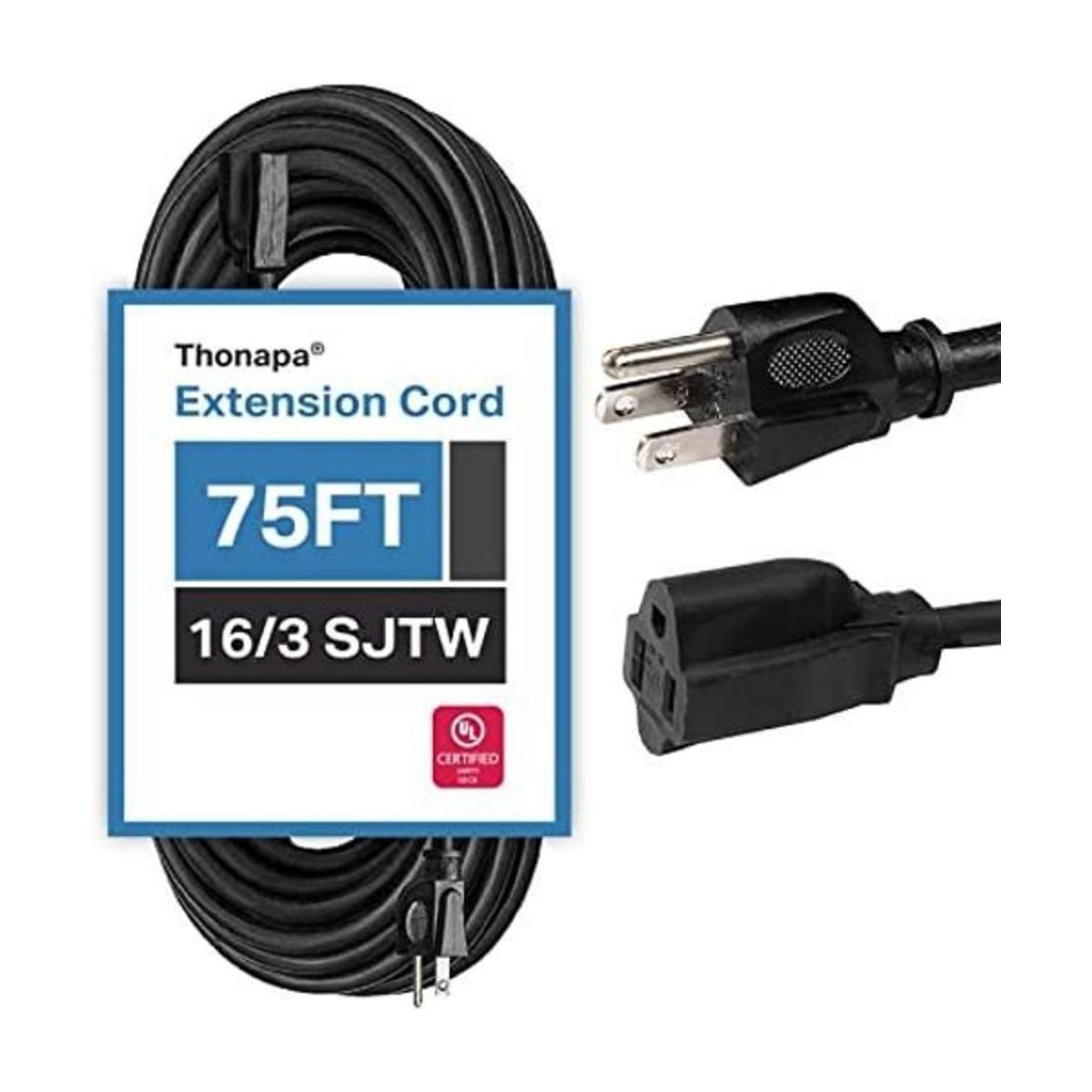 Thonapa Cable de extensión negro de 75 pies para