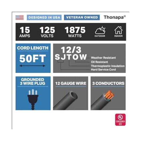 Thonapa Cable de extensión negro resistente al aceite de_2